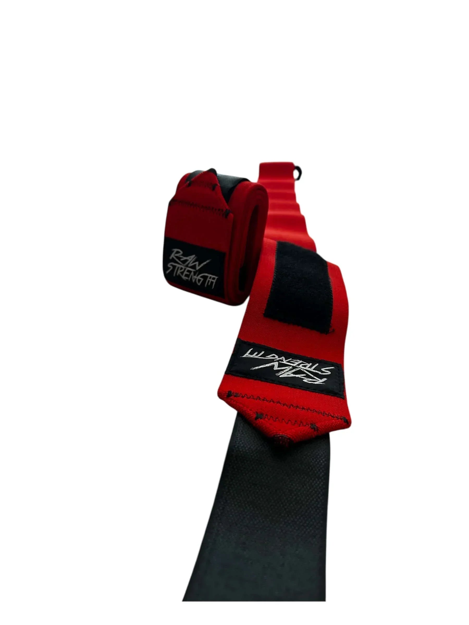 Stronger Than All Wrist Wraps- W/ Thumb Loop Red - Raw Strength Apparel